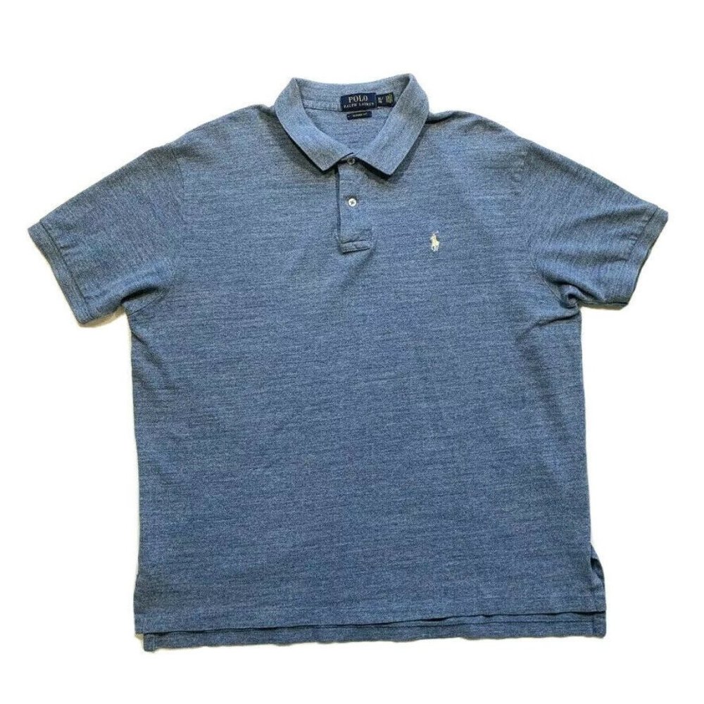 Polo Ralph Lauren Polo Shirt Men XL Classic Fit Short Sleeve Cotton Heather Blue